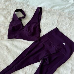 Lululemon Plum Set Tights and Sports Bra Plum